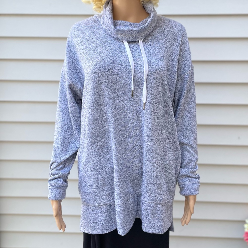 Old Navy Gray Large Funnel-Neck Sweater Long Sleeves Oversized Extra Long Large